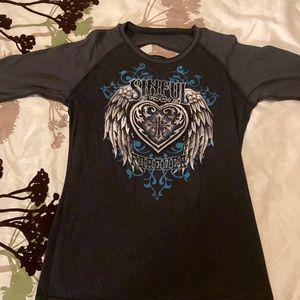 2 shirts in 1!! REVERSIBLE sinful shirt size large